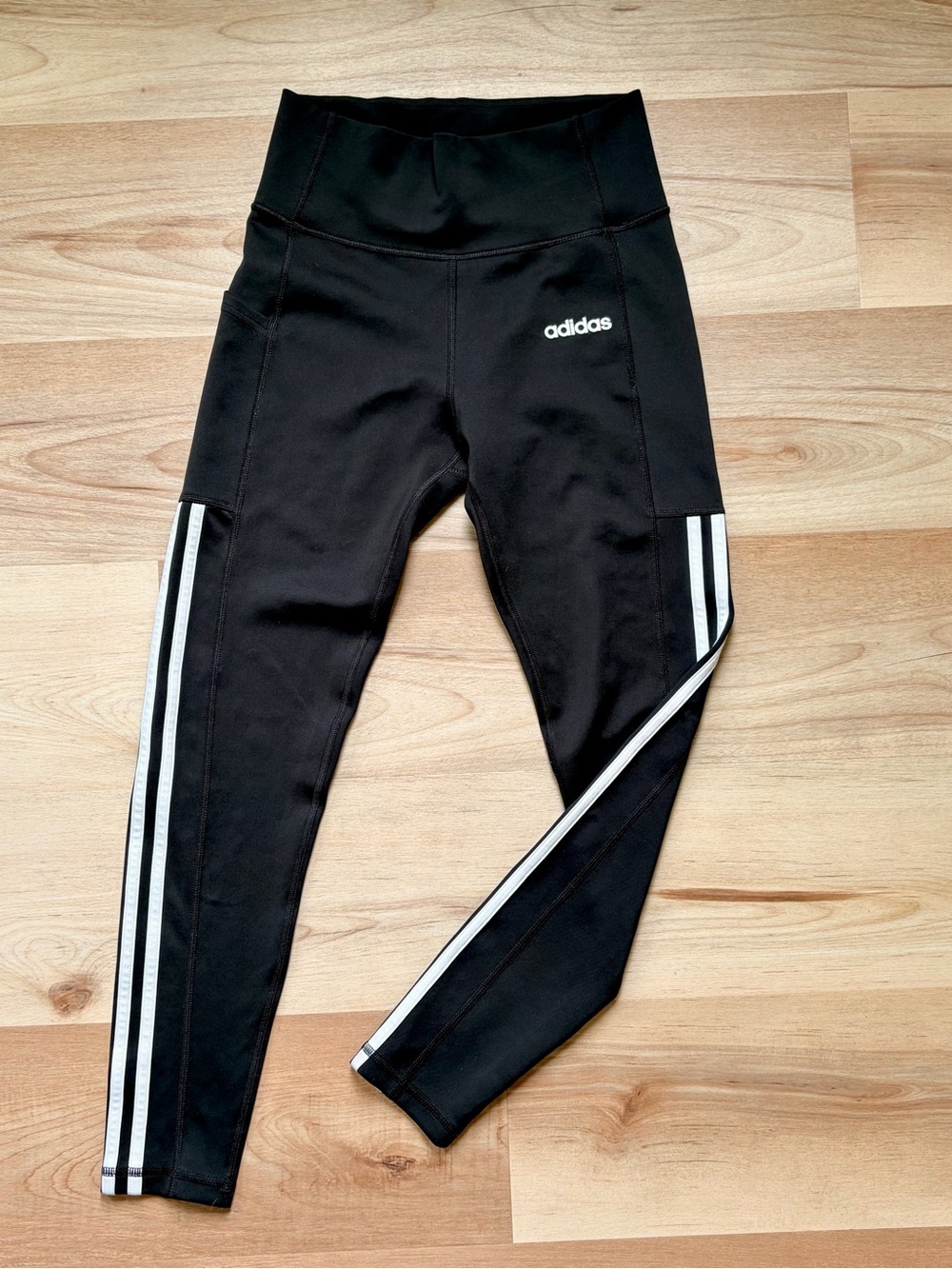 Adidas Women’s Climalite 3-Stripe Black Workout Legging Pants Size Small